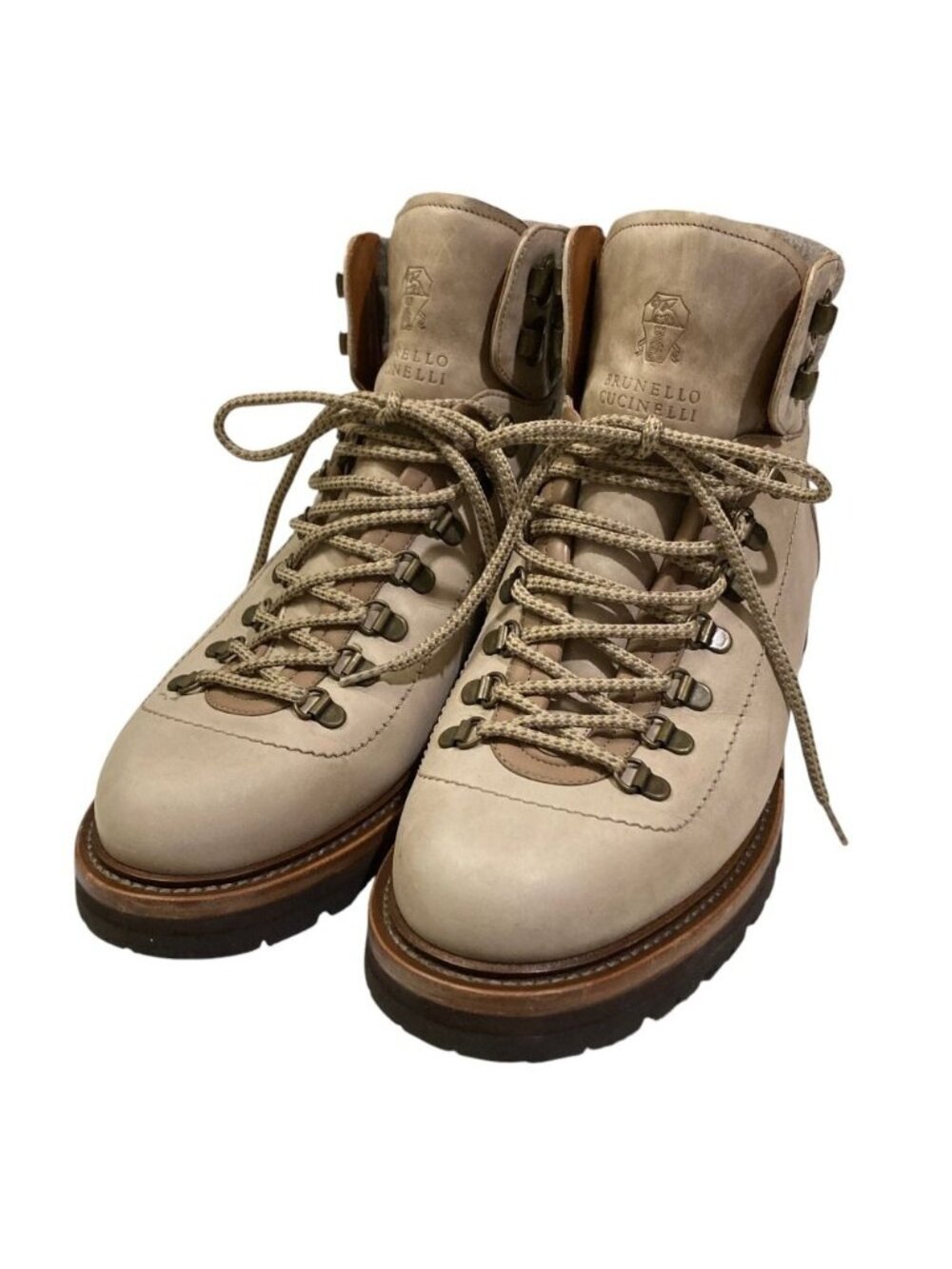 Brunello Cucinelli Nubuck Leather Hiking Boots Beige Autumn Winter